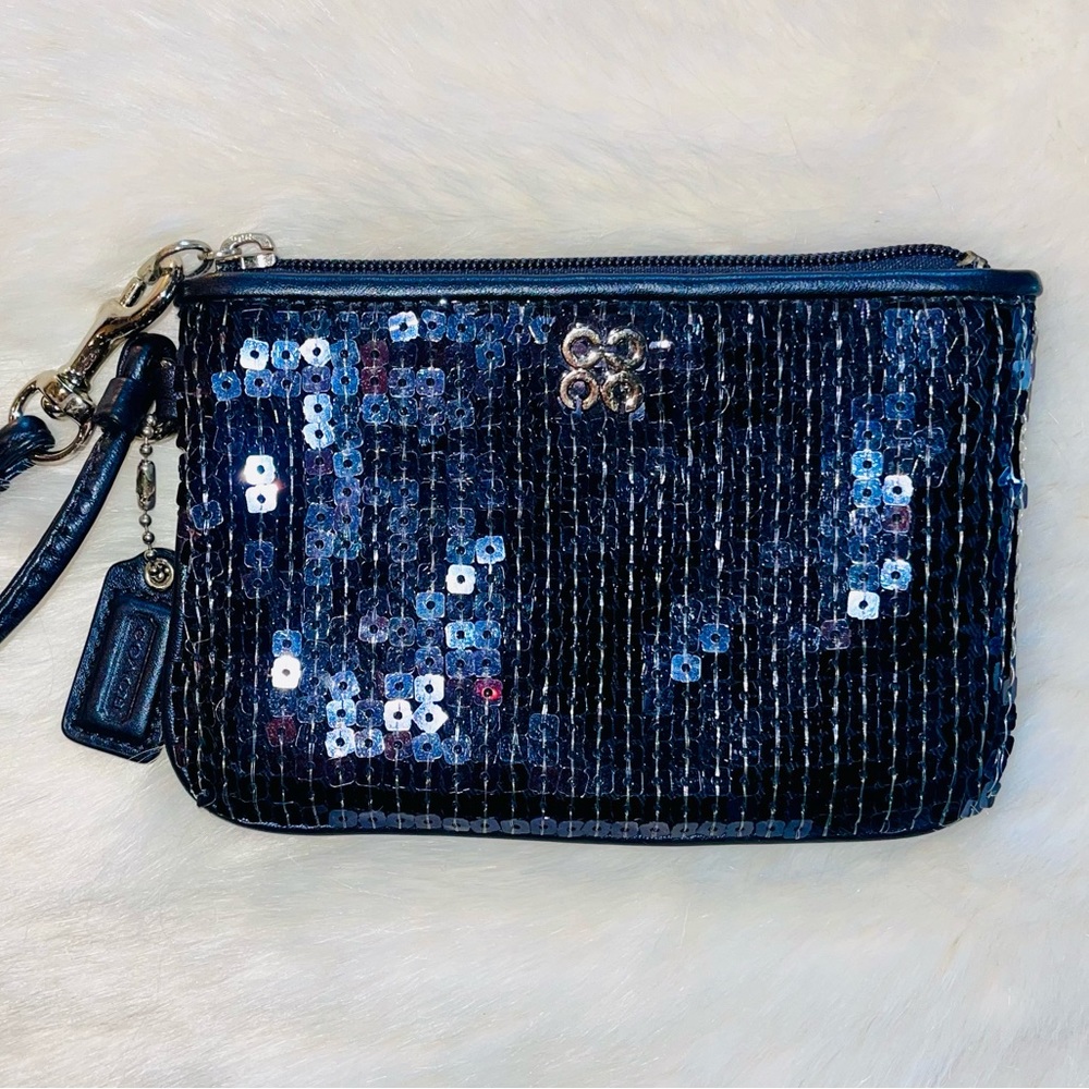 Coach Midnight Blue Sequin Wristlet